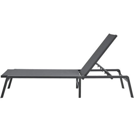 Chaise Lounge Chair Outdoor, Aluminum Patio Lounge Chair with Adjustable 5-Position, Folding Pool Lounge Chair Recliner and Full Flat Tanning Chair for Patio, Beach, Pool, Dark Grey