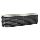 Metal Raised Garden Bed, 2.4 x 0.6 x 0.6 m Oval Outdoor Galvanized Planter Garden Box, Open Bottom Design, Large Planter Raised Bed for Growing Vegetables, Flowers, Herbs, Succulents, Dark Gray