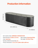 Metal Raised Garden Bed, 2.4 x 0.6 x 0.6 m Oval Outdoor Galvanized Planter Garden Box, Open Bottom Design, Large Planter Raised Bed for Growing Vegetables, Flowers, Herbs, Succulents, Dark Gray