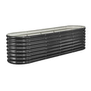 Metal Raised Garden Bed, 2.4 x 0.6 x 0.6 m Oval Outdoor Galvanized Planter Garden Box, Open Bottom Design, Large Planter Raised Bed for Growing Vegetables, Flowers, Herbs, Succulents, Dark Gray