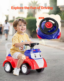 VEVOR Ride On Toddler Push Car, Push Car for Toddler 19 to 36 Months, Kids Ride On Toy with Music & Under-seat Storage, 25 kg Load Capacity, Foot-to-Floor Walker for Toddlers Boys Girls, Red