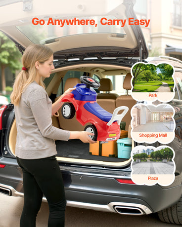VEVOR Ride On Toddler Push Car, Push Car for Toddler 19 to 36 Months, Kids Ride On Toy with Music & Under-seat Storage, 25 kg Load Capacity, Foot-to-Floor Walker for Toddlers Boys Girls, Red