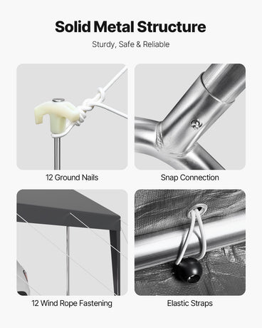 Carport Car Canopy 10 x 20 FT Heavy Duty Portable Car Shelter Tent Grey
