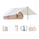 Inflatable Tents for Camping, 3-5 Person Easy Setup Blow up Tent with Hand Pump, 300D Oxford 4 Season Glamping Tent with Canopy, Stove Jack, 2 Doors & 2 Mesh Windows (Storage Bag Included)