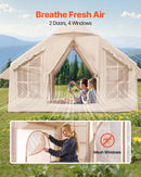 Inflatable Tents for Camping, 4-6 Person Easy Setup Blow up Tent with Hand Pump, 300D Oxford 4 Season Glamping Tent with Stove Jack 2 Doors & 4 Mesh Windows, Storage Bag Included for Easy Taking