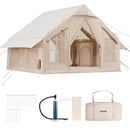 Inflatable Tents for Camping, 4-6 Person Easy Setup Blow up Tent with Hand Pump, 300D Oxford 4 Season Glamping Tent with Stove Jack 2 Doors & 4 Mesh Windows, Storage Bag Included for Easy Taking
