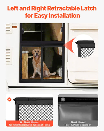 VEVOR RV Screen Door Protector, 673.1 x 508 mm Door Grille, Easy to Install and Disassemble, Reinforced Breathable Protective Mesh, Aluminum Alloy Camper RV Entry Protector for Pet Protection, Black