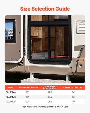 VEVOR RV Screen Door Protector, 673.1 x 508 mm Door Grille, Easy to Install and Disassemble, Reinforced Breathable Protective Mesh, Aluminum Alloy Camper RV Entry Protector for Pet Protection, Black