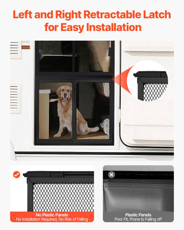 VEVOR RV Screen Door Protector, 571.5 x 508 mm Door Grille, Easy to Install and Disassemble, Reinforced Breathable Protective Mesh, Aluminum Alloy Camper RV Entry Protector for Pet Protection, Black