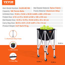 VEVOR Foldable Tennis Ball Hopper, Holds 180 Tennis Balls, Lightweight Aluminum Alloy Tennis Ball Basket Cart with Wheels, Removable Bag, Carry Bag, Portable Sports Teaching Cart for Tennis Player
