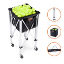 VEVOR Foldable Tennis Ball Hopper, Holds 180 Tennis Balls, Lightweight Aluminum Alloy Tennis Ball Basket Cart with Wheels, Removable Bag, Carry Bag, Portable Sports Teaching Cart for Tennis Player