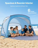 Beach Tent Sun Shelter for 6 Person, UPF 50+ Protection, Portable Sun Shade Canopy with Carrying Bag & Sand Pockets, Lightweight and Easy Setup Beach Umbrella for Family Camping Outdoor Picnic