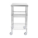 Kitchen Utility Cart, 3 Tiers, Wire Rolling Cart with 213kg Capacity, Steel Service Cart on Wheels, Metal Storage Trolley with 76mm Basket Curved Handle PP Liner 6 Hooks, for Indoor and Outdoor