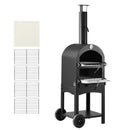 Outdoor Pizza Oven, 12" Pellet Fire Ovens, 2-Layer Pizza Oven Wood Fired, Wood Burning Outdoor Pizza-Oven with 2 Removable Wheels, 1000℉ Max Temperature Fired Pizza-Maker Ovens for Barbecue