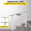 VEVOR Handrail Outdoor Stairs, 3ft, 34 Inch Outdoor Handrail, Outdoor Stair Railing Adjustable from 0 to 60 Degrees Handrail for Stairs Outdoor White Aluminum Stair Railing for Garden, Office Area