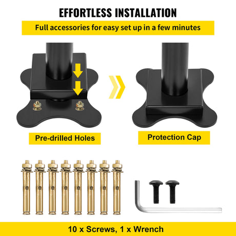 VEVOR Handrail Outdoor Stairs, 3ft, 34 Inch Outdoor Handrail, Outdoor Stair Railing Adjustable from 0 to 60 Degrees Handrail for Stairs Outdoor Black Aluminum Stair Railing for Garden, Office Area