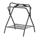 Folding Saddle Rack, 28 x 19 x 37.5 in, Freestanding Horse Saddle Stand, Portable Horse Blanket Holder, Heavy Duty Steel Saddle Rack for English & Western Saddles, Tack Storage, Black