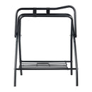 Folding Saddle Rack, 28 x 19 x 37.5 in, Freestanding Horse Saddle Stand, Portable Horse Blanket Holder, Heavy Duty Steel Saddle Rack for English & Western Saddles, Tack Storage, Black