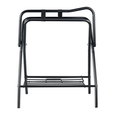 Folding Saddle Rack, 28 x 19 x 37.5 in, Freestanding Horse Saddle Stand, Portable Horse Blanket Holder, Heavy Duty Steel Saddle Rack for English & Western Saddles, Tack Storage, Black