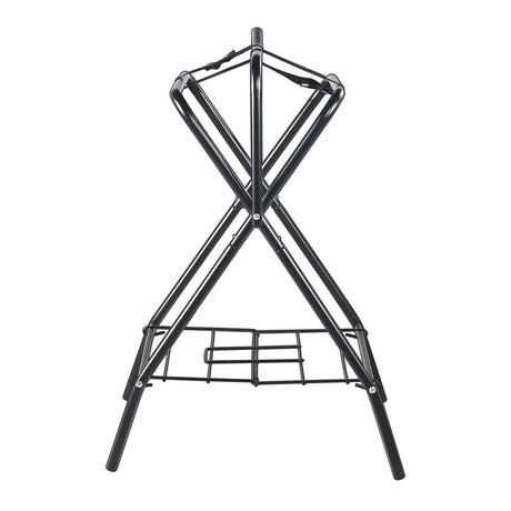 Folding Saddle Rack, 28 x 19 x 37.5 in, Freestanding Horse Saddle Stand, Portable Horse Blanket Holder, Heavy Duty Steel Saddle Rack for English & Western Saddles, Tack Storage, Black