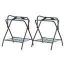 Folding Saddle Rack, 28 x 19 x 37.5 in, 2 Packs Freestanding Horse Saddle Stand, Portable Horse Blanket Holder, Heavy Duty Steel Saddle Rack for English & Western Saddles, Tack Storage, Black