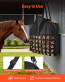 Hay Bag for Horses, 55 x 18.5 x 64 cm, 46 x 46 mm Holes, Premium Nylon Construction with PVC Waterproof Coating, Adjustable Hanging Straps and Metal Hooks, Slow Feed Hay Bag for Horses