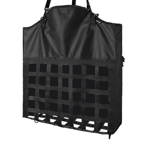 Hay Bag for Horses, 55 x 18.5 x 64 cm, 46 x 46 mm Holes, Premium Nylon Construction with PVC Waterproof Coating, Adjustable Hanging Straps and Metal Hooks, Slow Feed Hay Bag for Horses