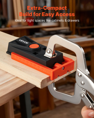 VEVOR Pocket Hole Jig Kit, 12.7 to 38.1 mm Adjustable, Mini Jig Pocket Hole System with Step Drill, Hex Wrench, Drill Stop Ring, Square Drive Bit, and Screws, Reinforced Nylon Frame, for Woodworking