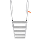 VEVOR Dock Ladder, Retractable 5 Steps, 350 lbs Load Capacity, Aluminum Alloy Pontoon Boat Ladder with 66.9''-78.9'' Adjustable Height, 4'' Wide Step & Mat, for Ship/Lake/Pool/Marine Boarding
