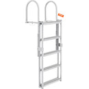 VEVOR Dock Ladder, Retractable 5 Steps, 350 lbs Load Capacity, Aluminum Alloy Pontoon Boat Ladder with 66.9''-78.9'' Adjustable Height, 4'' Wide Step & Mat, for Ship/Lake/Pool/Marine Boarding