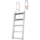 VEVOR Dock Ladder, Retractable 5 Steps, 350 lbs Load Capacity, Aluminum Alloy Pontoon Boat Ladder with 66.9''-78.9'' Adjustable Height, 4'' Wide Step & Mat, for Ship/Lake/Pool/Marine Boarding