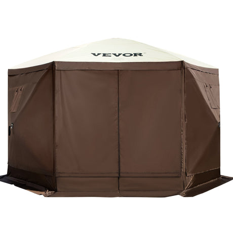 Pop-up Camping Gazebo Camping Canopy Shelter 6 Sided 10' x 10' Sun Shade