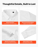 Men's Button Up Shirt, Mens Long Sleeve Wrinkle-free Button Down Dress Shirts, Slim Fit Soft Stretch Fabric for Business Casual or Formal, Work, Wedding, Dinner, White