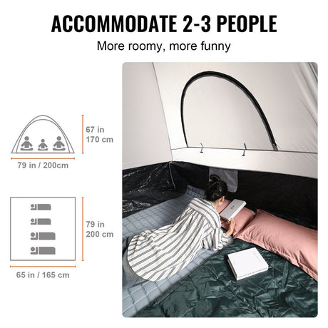 Truck Bed Tent, 6.4'-6.7' Pickup Truck Tent with Rain Layer and Carry Bag, Waterproof PU2000mm Double Layer Truck Tent, Accommodate 2-3 Person, for Camping Traveling Outdoor Activities