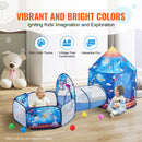 3 in 1 Kids Play Tent with Tunnel for Boys, Girls, Babies and Toddlers, Indoor/Outdoor Pop Up Playhouse with Carrying Bag & Banding Straps Birthday Gifts, Royal Blue Color Rocket Theme