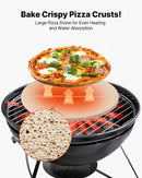 Pizza Stone, 381 mm Round Cordierite Pizza Stone, Extra Large Baking-Stone with Aluminum Peel, 17 mm Thickness Heat-Resistant Cooking Cordierite, for Kitchen Oven, Baking Pizzas, BBQ Grilling