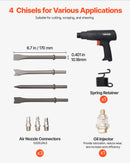 VEVOR Air Hammer, 2500-2700BPM Pneumatic Hammer with 70mm Stroke & 4PCS 170mm Long Barrel Chisels, Pistol-Grip Compact Air Chisel Pneumatic Shovel Tool for Cutting Scraping Demolishing