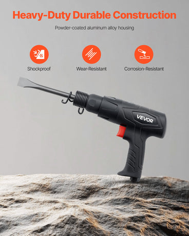 VEVOR Air Hammer, 2500-2700BPM Pneumatic Hammer with 70mm Stroke & 4PCS 170mm Long Barrel Chisels, Pistol-Grip Compact Air Chisel Pneumatic Shovel Tool for Cutting Scraping Demolishing