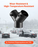 Diesel Heater Connector, 75mm Diesel Heater Duct Connector Accessories, 3-Way Y Branch Diesels Heaters Air Vent Duct with 2 90° Rotatable Valves, Black Joint Connectors for 2KW 5KW 8KW Heaters