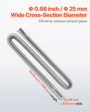 Exhaust Hose, 1490mm Stainless Steel Exhausts Hose, Diesel Heater Flexible Exhaust Pipe with 2 Hose Clamps, Exhausts Hoses Kit Diesel Heater Accessories for 2KW 5KW 8KW Diesels Heaters
