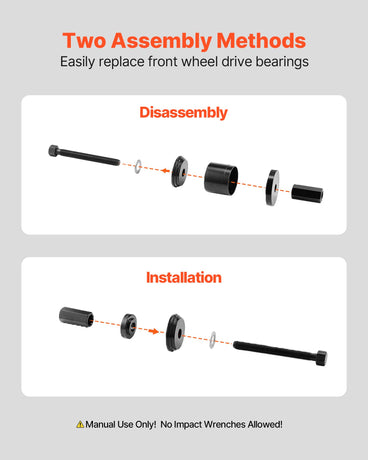 VEVOR Wheel Bearing Press Kit, 23 PCS FWD Bearing Puller Tools, for Front Wheel Drive Bearing Removal and Installation, Wheel Bearing Tool with Sliding Screw, Bushings, Sleeve Plates, Storage Case
