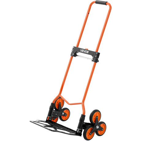 VEVOR Stair Climbing Cart, 54 kg Stair-Climbing Capacity, Portable Folding Trolley Cart with Telescoping Handle, 6 Wheels and 2 Bungee Cords, Stair Climber Dolly for Home, Groceries, Warehouse