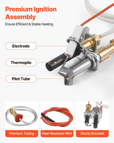VEVOR Gas Pilot Assembly, OE 446-512A, HSRV 446-512A, SRV 446-512A Fireplace Gas Pilot Assembly Kit, Natural Gas Ignition Replacement, Compatible with Heat & Glo, Heatilator, Lennox, Regency Models