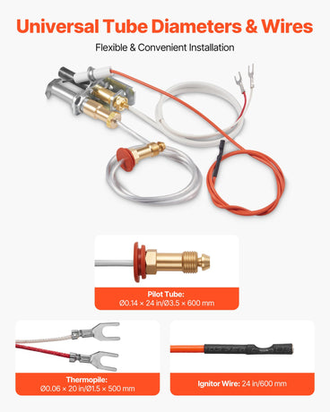 VEVOR Gas Pilot Assembly, OE 446-512A, HSRV 446-512A, SRV 446-512A Fireplace Gas Pilot Assembly Kit, Natural Gas Ignition Replacement, Compatible with Heat & Glo, Heatilator, Lennox, Regency Models