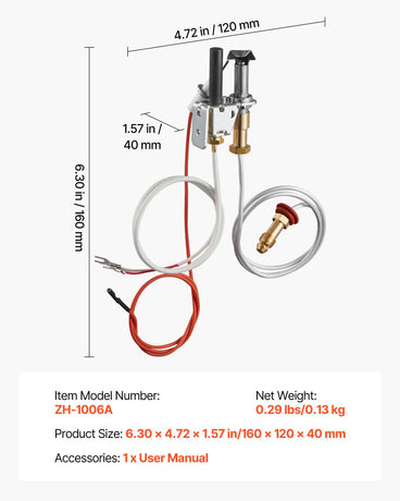 VEVOR Gas Pilot Assembly, OE 446-512A, HSRV 446-512A, SRV 446-512A Fireplace Gas Pilot Assembly Kit, Natural Gas Ignition Replacement, Compatible with Heat & Glo, Heatilator, Lennox, Regency Models