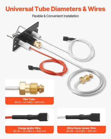 VEVOR Gas Pilot Assembly, OE 2090-012, 2198-012, SRV2090-012 Fireplace Gas Pilot Assembly, Natural Gas Ignition Replacement, Fit Heatilator, Heat & Glo, Quadra-Fire, Outdoor Lifestyles, Majestic