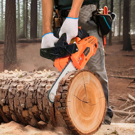 VEVOR 25 cc Gas Chainsaw, 305 mm Gas Powered Chainsaw, 0.75 kW Power Chain Saw with Non-Slip Handle, Gas-Powered Chainsaws with Dual Fuel Tanks, For Wood Cutting, Tree Trimming, and Land Clearing