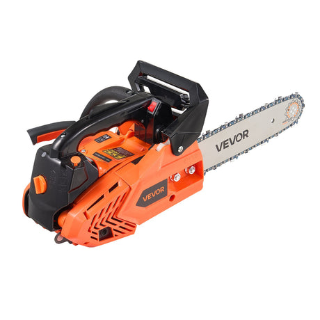 VEVOR 25 cc Gas Chainsaw, 305 mm Gas Powered Chainsaw, 0.75 kW Power Chain Saw with Non-Slip Handle, Gas-Powered Chainsaws with Dual Fuel Tanks, For Wood Cutting, Tree Trimming, and Land Clearing