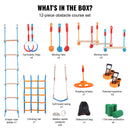 Ninja Warrior Obstacle Course for Kids, 2 x 17m Weatherproof Slacklines, 227kg Weight Capacity Monkey Line, Outdoor Playset Equipment, Backyard Toys Training Equipment Set with 12 Obstacles