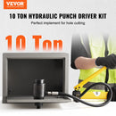 VEVOR 10 Ton Hydraulic Knockout Punch Kit, 1/2" to 2" Conduit Hole Cutter Set, KO Tool Kits with Puncher 6 Piece, Metal Sheet Driver Tools, For Aluminum, Brass, Stainless Steel, Fiberglass and Plastic